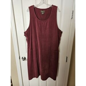 Eddie Bauer Maroon Twill Jumper Cottagcore Sleeveless Shift Pinafore Dress, 3XL